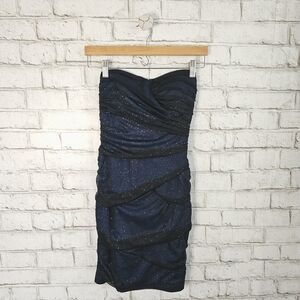 CITY TRIANGLES Navy Strapless Sparkle Bodycon Dress, S